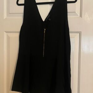 Lane Bryant Black V-Neck Tank with Gold Front Zip
